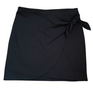 Ann Taylor LOFT women’s Small Black Faux Wrap Mini Skirt stretch office siren